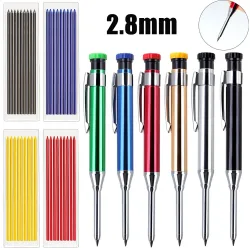 MROOFUL, 6 Farben 2,8 mm Metall Solid Carpenter Druckbleistift mit Spitzer 2B Bleikern Deep Hole Construction Marking Scriber Tool