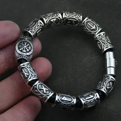Nordisches Runen-Armband Vikingo 3 Stück/11 Stück/13 Stück/15 Stück Runen-Perlen Vegvisir Kompass Amulett Wikinger-Armband Slawisches Zubehör