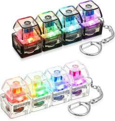 1 Stück Leuchtender Tastatur-Schlüsselanhänger Stressabbau Klickbares LED-Knopf-Spielzeug für Menschen mit Angstzuständen Büro-Schreibtisch-Accessoire