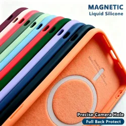 Original Luxus Magnet Schutzhülle aus flüssigem Silikon Case für Iphone 14 12 13 Mini 11 15 Pro Max 7 8 Plus X Xr Se 2020 Xs Max Magsafe Magnetabdeckung Kameraschutz mit präzisen Löchern für die