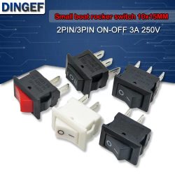 10PCS 3Pin 2PIN 3A 250V 10*15mm Schwarz Rot Taste Rocker Schalter AUF OFF AUF AC 10X15 Mini Rocker Power Schalter