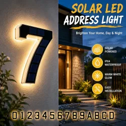 LED Solar Hausnummernleuchte Wasserdichte Adressplatte mit Lichtsensor für Hauseingang Garten Wand Außendekoration
