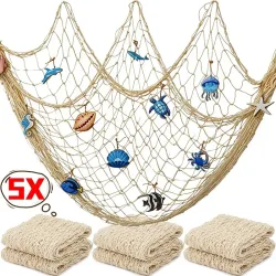 S/L Fischernetz-Deko Hängende Ornamente Sommer Strand Kinderzimmer Geburtstag DIY Party Dekoration Wandbehang Netz Foto-Requisiten