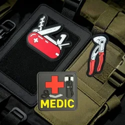 Multifunktions-Messer-Patch, PVC Taktische Weste Klettverschluss-Abzeichen, Rucksack-Dekoration Aufkleber, Armband DIY Patches für Kleidung