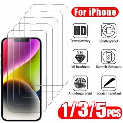 1~5 Stück HD Schutz glas für iPhone 16 17 Pro Max 17e 16e 15 14 13 12 Displays chutz folie für iPhone 11 12 13 Mini gehärtetes Glas iPhone 16 Pro Max Glass