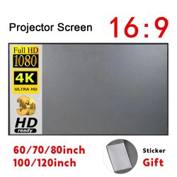 Tragbare Projektor-Leinwand, einfacher Vorhang, Anti-Licht, 60/70/80/100/120 Zoll Projektionswände für Zuhause, Outdoor, Büro, Projektor