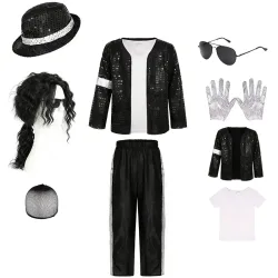 Michael Jackson Kinderkleidung Halloween Cosplay Geburtstagsparty Tanzaufführung Kinderkostüm Pop-Star Jungen Mädchen Outfits