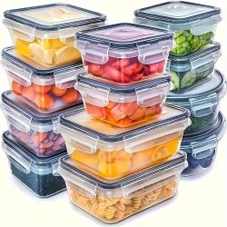 8-teilige, luftdichte BPA-freie Lebensmittelbehälter mit feststellbaren Deckeln ? mikrowellen-/gefrierschrank-sichere Aufbewahrung aus PP-Kunststoff für Trockenwaren/Obst/Gemüse