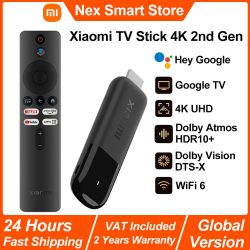 Xiaomi, Xiaomi TV Stick 4K 2. Generation, Tragbarer Streaming-Media-Player, Netflix Dual-Band WLAN 6 Google Assistant, BT5.2 Smart TV Dongle, 360 °   Bluetooth-Sprachfernbedienung für Google TV
