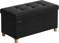 SONGMICS Sitzbank sitzhocker, 76/110cm mit Stauraum, klappbare Sitztruhe, Fußbank