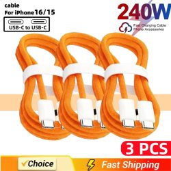 3er-Pack USB-C-Kabel zu USB-C 240W Schnellladekabel Unterstützt schnelles Laden für iPhone 17 16 15 Samsung Huawei Xiaomi etc.