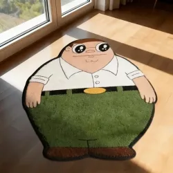 VIKAMA Family Guy Peter geformter Teppich, flauschige, unregelmäßige Cartoon-Bodenmatte, rutschfeste Bettvorleger-Fußmatte für Teenager-Schlafzimmerdekoration