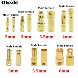10 stücke 2mm 3mm 3,5mm 4mm 5mm 5,5mm 6mm Bananen Stecker Vergoldet Kupfer bürstenlosen Motor Bullet Stecker Für ESC Batterie Wholeale