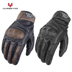 Vintage Motorradhandschuhe aus echtem Leder, Motorrad-Straßenrennhandschuh, Retro-Schutzausrüstung für Herren, CE-geprüfter Touchscreen