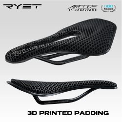RYET 3D-gedruckter Fahrradsattel, ultraleichte Kohlefaser, hohl, bequem, atmungsaktiv, MTB, Kies, Rennrad, Fahrradsitzteile