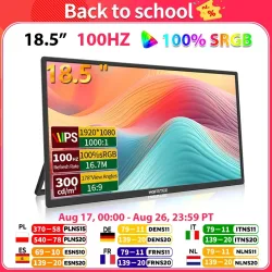 HGFRTEE 18,5 Zoll 100 Hz tragbarer Monitor mit VESA-Lochständer PC-Gaming Erweitertes Display ADS-IPS Großbildschirm unterstützt Typ-C HDMI