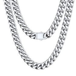 8-16mm HipHop Miami Curb Kubanische Kette Halskette Edelstahl Männer Kubanische Gliederkette Rappe Schmuck