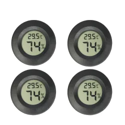 2/4 Stück Mini-Hygrometer-Thermometer, Fahrenheit oder Celsius-Messgerät, digitaler LCD-Monitor, runder Luftfeuchtigkeits- und Temperaturanzeige für den Innenbereich