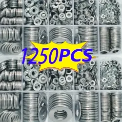 1250-teiliges Sortimentsset für flache Unterlegscheiben aus Edelstahl 304 (M2-M2.5-M3-M4-M5-M6-M8-M10-M12) ? für Heim-/Fabrikreparatur/Außenbereich