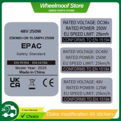 E-Bike Modifikations-Kit Aufkleber, 36V 48V 250W Elektrofahrrad-Etiketten, Kompatibel mit Bafang Tongsheng und anderen Marken-Umrüstsätzen