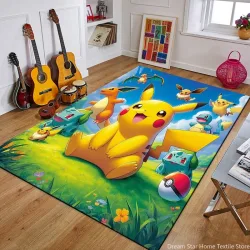 Cartoon Pokemon Anime 3D Teppich Teppich für Zuhause Wohnzimmer Schlafzimmer Sofa Fußmatte Dekor, Kinderspielbereich Teppich rutschfeste Bodenmatte Geschenke