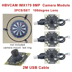 HBVCAM 8MP 100-Grad-Kameramodul IMX179 für Autodarts-Bewertungssystem 30fps mit 2m Kabel Auflösung 1920x1080
