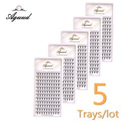 AGUUD 5 Tabletts/Lot dünne Wurzeln schlanke Basis vorgefertigte Fächer Wimpern scharfe spitze Basis Promade russische Volumenfächer Wimpernverlängerungen Faux