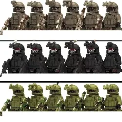 Militärische Spezialeinheiten, Waffen, Bausteine, Figuren, humanoide Puppen, zusammengebautes Spielzeug, Geburtstagsgeschenke, Zeichentrickfiguren.