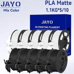 JAYO PLA Matte 3D-Drucker-Filament 1,75 mm +/- 0,02 mm, 5/10 Rollen, 100 % keine Blasen, ungiftig, 3D-Druckmaterialien für 3D-Drucker und Stift