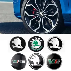 4 Stück 56/60/65/68MM Auto-Radnabenkappen-Aufkleber für Skoda Rapid Scala Kodiaq Fabia Kamiq Karoq Octavia A5 A7 VRS VII