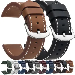 SAMCO, SAMCO Uhrenarmband Sport Vintage Lederarmband Edelstahl Schnalle Uhrenzubehör 18mm 20mm 22mm 24mm