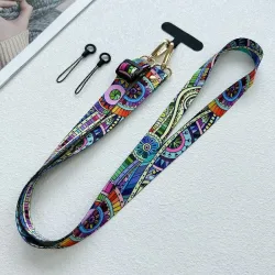 Verbesserte Version des Retro-Muster-Diagonalriemens, verstellbares langes Lanyard für Mobiltelefone, hängender Hals, um Seil zu verhindern