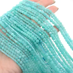 Natürlicher peruanischer Amazonit, facettiert, rund/Würfelperlen, 2 mm, 3 mm, 4 mm, feine Schmuckherstellung, DIY-Armband und Halskette