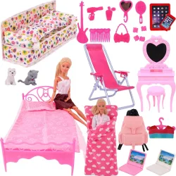 Möbel für Barbiees Puppenkleidung Zubehör Bettspiegel 1/6 Puppenhaus Dekoration Bjd Puppenzubehör, Lebensmittelhelm für Barbies