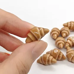 20MM 4/8 Stück Braune Croissant-Keramikperlen Französischer Bäckerei-Anhänger für Boho-Schmuck, Halsketten, Armbänder, Bastelzubehör, Geschenk