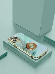 Luxus-Beschichtung Marmor Muster Ringhalter Handyhülle für iPhone 17 16 15 14 Plus 13 12 Mini 11 Pro Max X XS XR 7 8 SE Rückseite
