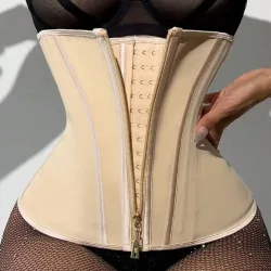 Taillentrainer Bauchkontrolle Shapewear Nahtlose Bauchstraffende Damen-Fischgräten-Shapewear mit Reißverschluss und Schnalle