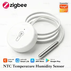 Zigbee NTC Temperatur- und Feuchtigkeitssensor mit Edelstahlsonde zur Erkennung von Flüssigkeitstemperatur in Aquarien, Pools, Badewannen, Gefrierschränken und Laboren