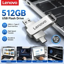 Lenovo Hochgeschwindigkeits-Typ-C 2-in-1 USB-Stick OTG Speicherstick 512GB 128GB 256GB für Handy PC Netzwerkkarte