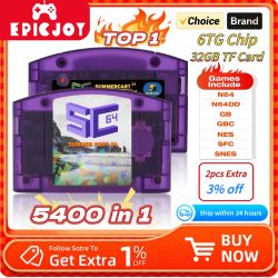 EPICJOY SummerCart 64 SC64 Open-Source-Spielkarte N64 mit integriertem Emulator für N64-Konsole, Geschenk, 32GB TF-Karte, 5400 Spiele