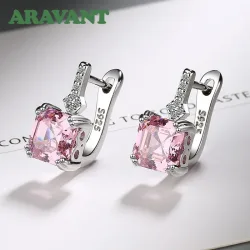 Aravant Sterling Silber quadratische Zirkon Tropfen Ohrringe für Damen Modeschmuck