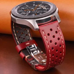 Echtes Leder-Uhrenarmband, 20 mm, 22 mm, 24 mm, Rindsleder, Vintage-Uhrenarmband, Faltschließe für Samsung Galaxy Watch 3 4