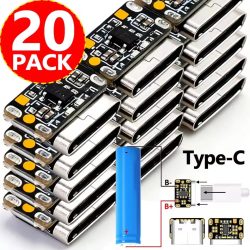 1-20 Stück Mini-Lithium-Batterie-Ladeplatinenmodul 3,7V 4,2V 18650 Lithium-Batterie-Ladeschutzplatine mit Typ-C-Schnittstelle