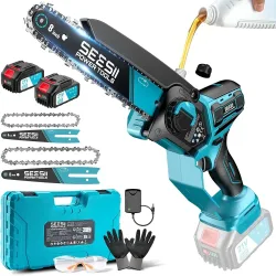 SEESII 6&8'' Bürstenlose Elektrische Kettensäge 1000W Kabellose Elektrische Säge Holzbearbeitungs-Gartenschere für Makita 18V Akku