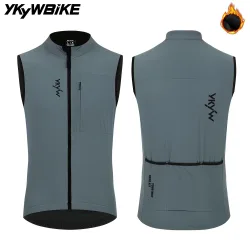 YKYWBIKE Herren Radsport Gel-Isolierte Thermofleece Fahrrad-Windjacke Ärmellose Fahrradweste Winddicht Wasserdicht für Radfahren