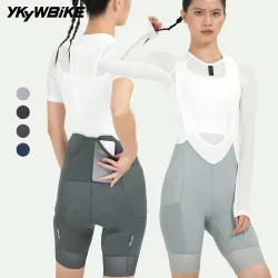 YKYWBIKE 2026 Damen Radsport-Trägerhose mit 6-Stunden-Polsterung, hochelastisch, mit Taschen, für Rennräder, Sommer, Pro, Damen-Fahrrad-Trägerhose