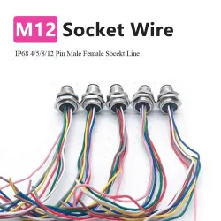 Wasserdichtes M12-Stecker-Buchse-Anschlusskabel, IP68, 4, 5, 8, 12-polige Luftfahrt-Buchse mit 20 cm Draht, offene 12 mm/16 mm Panel-Mount-Buchsen