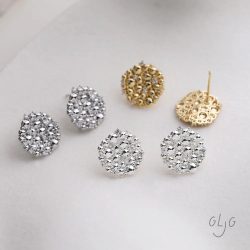4 Stück zierliche runde Ohrstecker für die Schmuckherstellung, DIY-Zubehör aus Messing, 14 Karat vergoldet, 15 mm