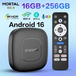 TV-Box mit Android 16, Google Assistant, Sprachsteuerung, 8 GB RAM, 128 GB Speicher, 256 GB Festplatte, 4K-Auflösung, Wi-Fi 6, Bluetooth 5.0, T1 RK3518 4K-Videoplayer, Set-Top-Box