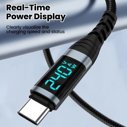 240W Typ-C zu Typ-C Super-Ladekabel mit Digitalanzeige 0,5m-2m USB-C Datenkabel für iPhone 15 16 17 Samsung S26 Huawei Xiaomi